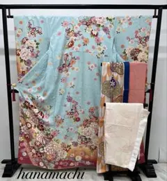 振り袖　フルセット　別誂長襦袢　刺繍入り　成人式　ブルー　結婚式　796