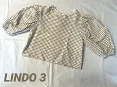LINDO ギンガムチェック ぽわん袖ブラウス 3