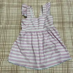 TOPVALU 女の子用 ワンピース水着 ピンクボーダー柄 フリル