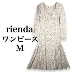 288【新品】rienda 総柄 ワンピース M マキシ丈 パフスリーブ