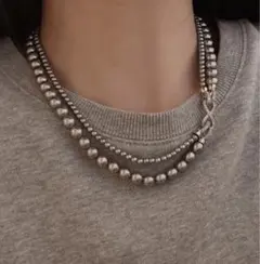 新品 パール ２連 ネックレス 4way 8mm 冠婚葬祭 フォーマル シルバー