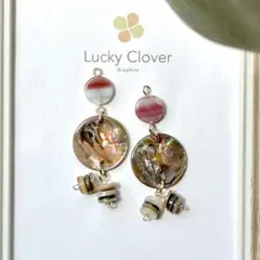 【Dress Line】大人可愛い虹色∂揺れる天然シェル∂イヤリングorピアス