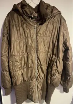 Bershka フード付きブラウンロングジャンパー