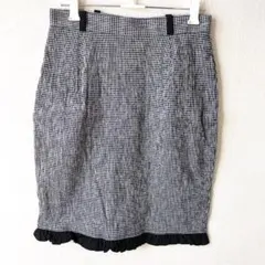 ギンガムチェック タイトスカート フリル付き アルベロベロ