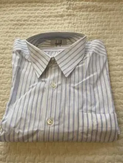 ダンヒル　dunhill 白と青のストライプ ワイシャツ Lサイズ