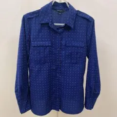 バナナリパブリック　バナリパ　シャツ　美品　S 紺ブルー　柄シャツのサムネイル
