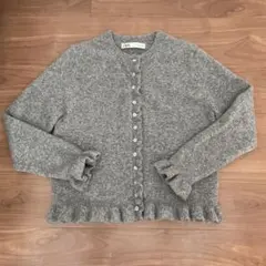 ZARA レディース　フリルニット　グレー　S