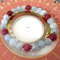 天然石ブレスレット♡アクアマリン♡ストロベリークォーツ♡