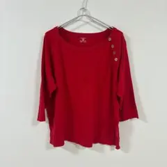 【XL】JONES NEW YORK ラグランカットソー レッド 大きいサイズ