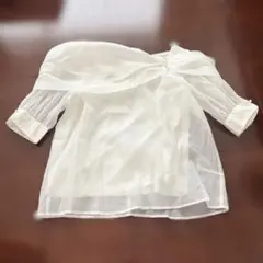 オフショルダーシースルーシャツ