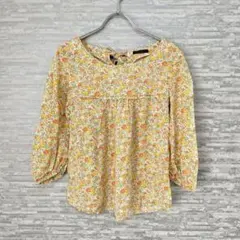 earth music&ecology 花柄　七分袖　ブラウス　トップス 黄色系