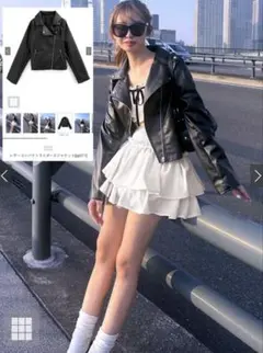 レザーコンパクトライダースジャケットのサムネイル