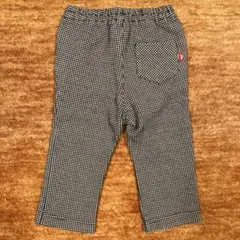 ファミリア　チェック柄パンツ 80cm 白黒　やや厚手　車