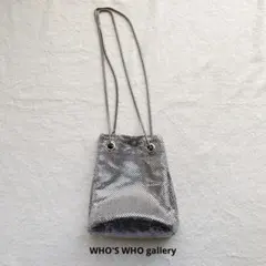 WHO'S WHO gallery キラキラ 巾着 チェーンバッグ シルバー