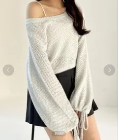 Heather メッシュラメリボンニット