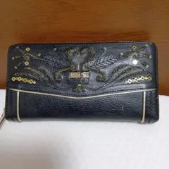 31日迄特価　アナスイ　レザー　ラウンドファスナー　ジッパー　長財布　ブラック