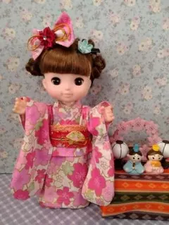 ぷちリカちゃん　着物 2130♥プチリカちゃん 振袖♥ぷちリカちゃん 着物♥リカちゃん うさぎ