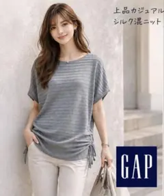 GAP シルク混 サイドリボン半袖ニット 極美品のサムネイル