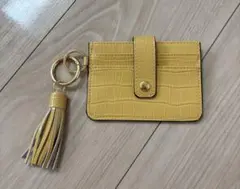 イエロー クロコダイル型押し パスケース