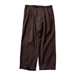 80s スラックス メンズ ユーロビンテージ ブラウン ワイドパンツ 2タック