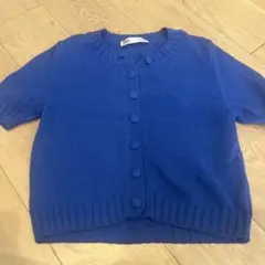 ZARA ニットカーディガン 半袖 ブルーのサムネイル