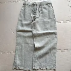 新品未使用ローラーアシュレイ　LAURA ASHLEY 麻100% ワイドパンツ