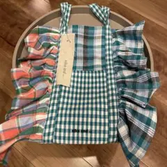 ニコアンド オリジナルマルチチェックフリルトートバッグ ブルー