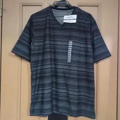 新品タグ付きCAFE SOHO 紳士服のAOKI アオキVネックTシャツブラックのサムネイル