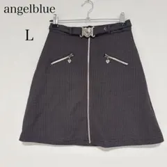 エンジェルブルー フロントジップ チェック柄Aラインスカート ハートモチーフ