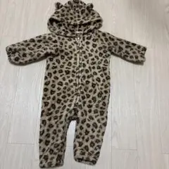 ヒョウ柄フリースロンパース 95cm未満