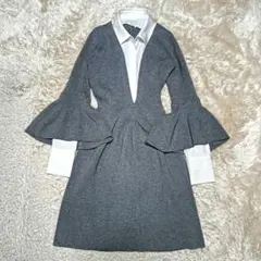 【最終セール中】美品　Lily Brown　シャツドッキングニットワンピース