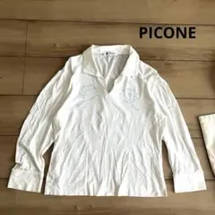 【PICONE ピッコーネ】長袖カットソー　刺繍入り　　薄手素材　ストレッチあり