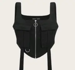 ブラック タンクトップ　ジッパー付き