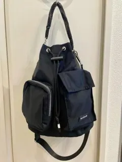 美品/ BAYFLOW ベイフロー フロントWポケット巾着ショルダーバッグ