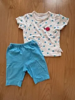 水玉模様 クジラ刺繍 ベビーパジャマ 上下セット 金魚がにげた