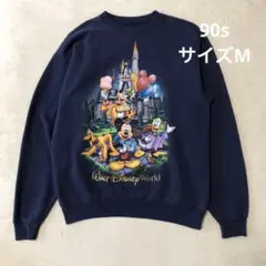 90s Disney スウェット トレーナー　ネイビー　M