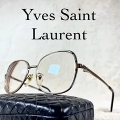 極美品　Yves Saint Laurent　ビンテージメガネ　シルバーブラック