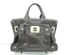 ✈ 美品　サマンサタバサ　エナメル レザー 素材　ハンド バッグ　ダークブラウン