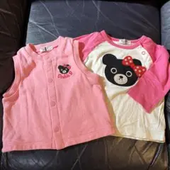 MIKI HOUSE DOUBLEB長袖Tシャツ ベスト セット80
