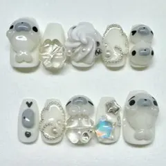 ネイルチップ ウィッシュコア y2k 平成女児 クローバー あざらし