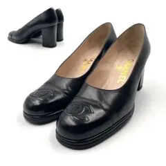 《超美品》 CHANEL シャネル ココマーク パンプス 本革 ブラック 36のサムネイル