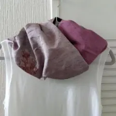 スヌード　着物リメイク　ラベンダー色　ハンドメイド