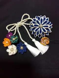花モチーフ ヘアアクセサリーセット（つまみ細工）