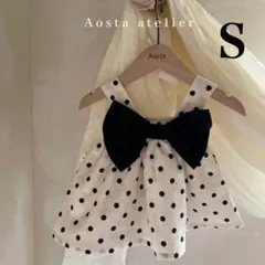 【美品】Aosta ドット　リボン　チュニック ノースリーブ 70 80