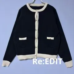 Re:EDIT バイカラーカーディガン　BLACK M