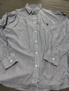 POLOストライプシャツブルーF