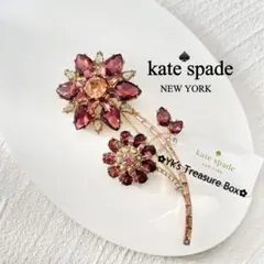W650/kate spade/希少/ボルドーレッド フラワーブローチのサムネイル