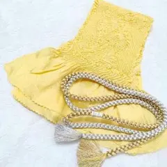 F8 帯揚げ 帯締め セット 黄色 シンプル