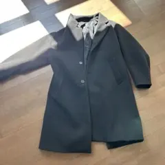 黒いウール混合チェスターコート