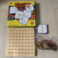 【全カード揃い】Coogam 木製 ジオボード 知育玩具 ゴム付 箱ダメージあり